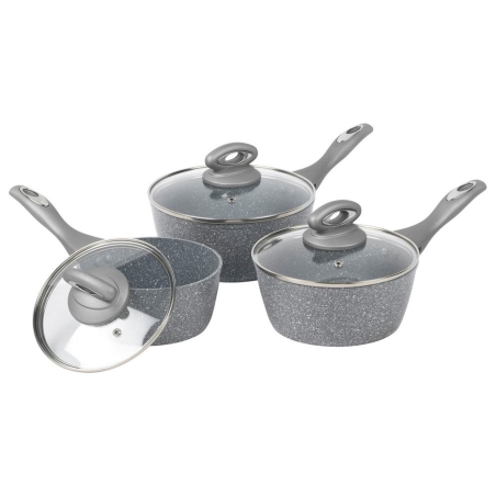 Salter BW02986G1EU7 Marblestone 3-Piece Saucepan Set - 16/18/20cm