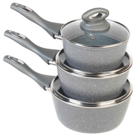 Salter BW02986G1EU7 Marblestone 3-Piece Saucepan Set - 16/18/20cm