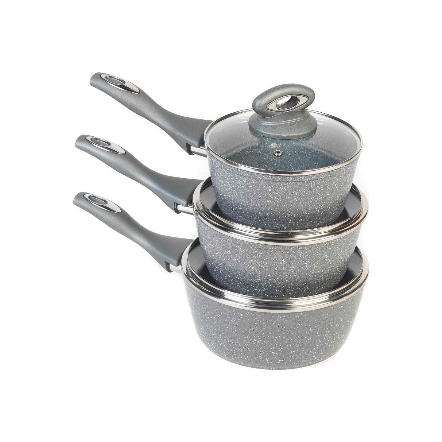 Salter BW02986G1EU7 Marblestone 3-Piece Saucepan Set - 16/18/20cm