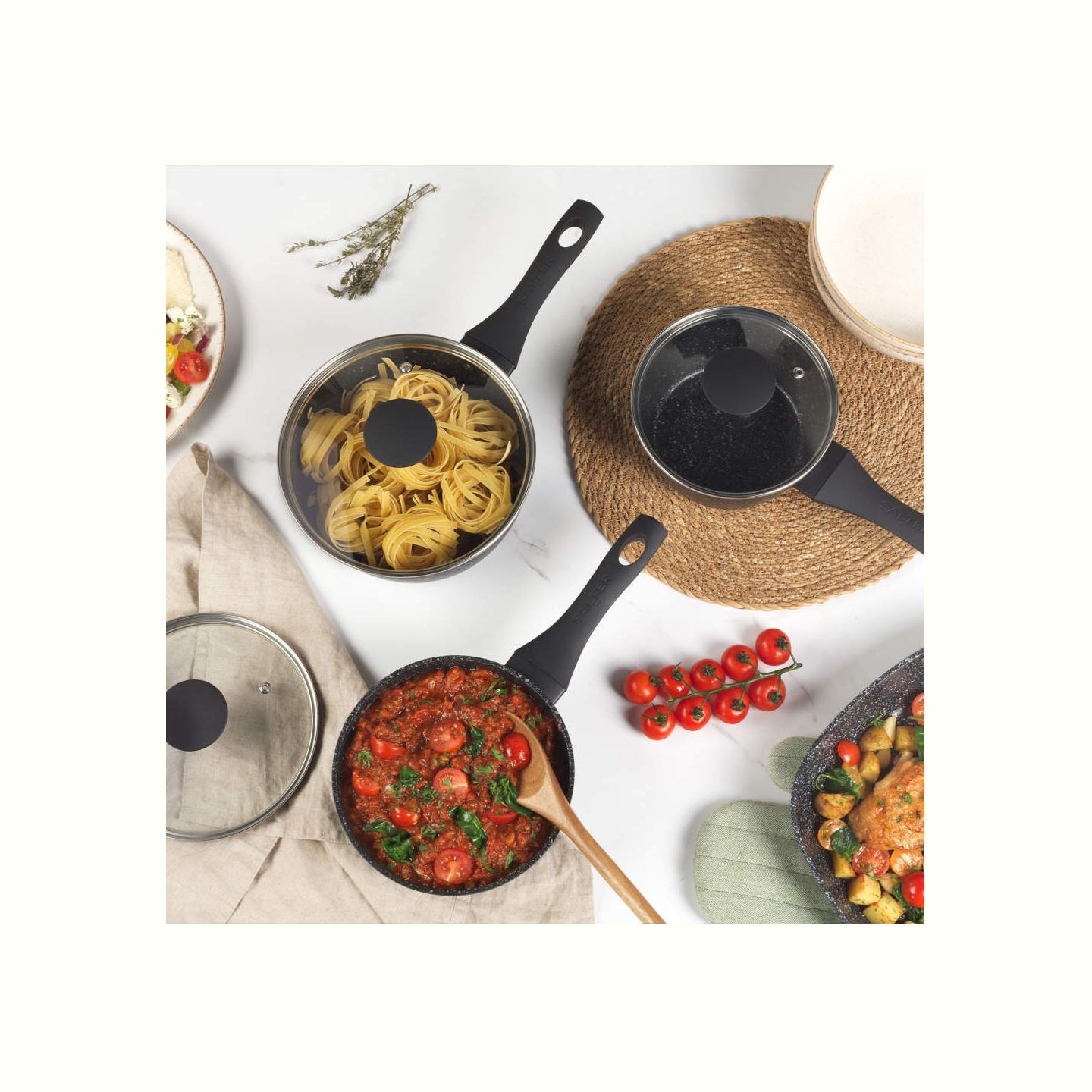 Salter BW05751S2EU7 Megastone 3-Piece Saucepan Set