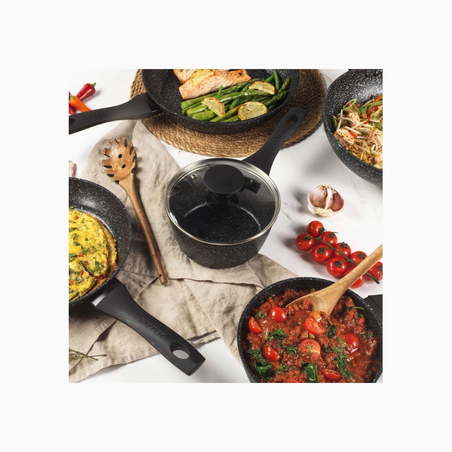 Salter BW05751S2EU7 Megastone 3-Piece Saucepan Set