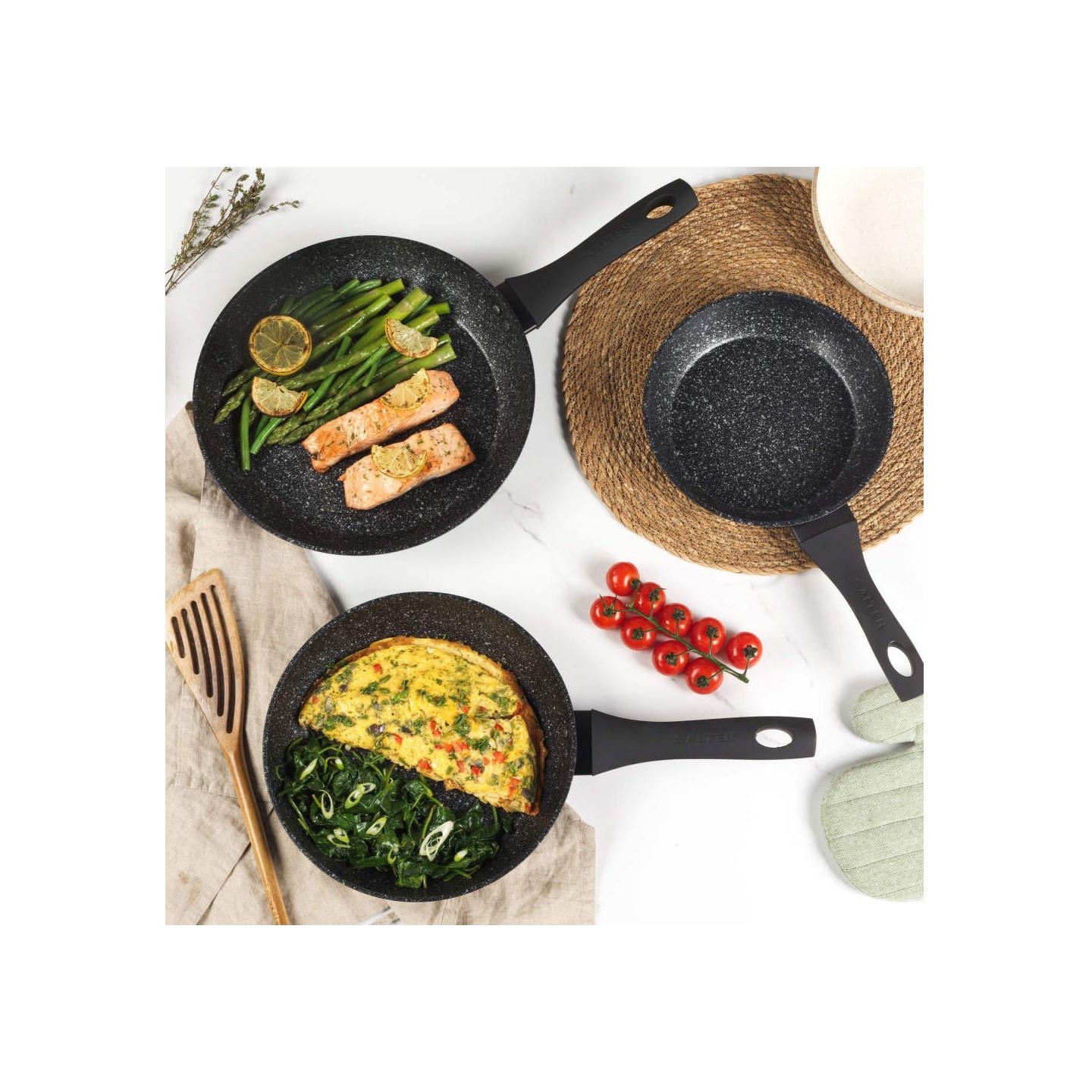 Salter BW06235S1BRMFOB Megastone 3-Piece Frying Pan Set - 20/24/28cm