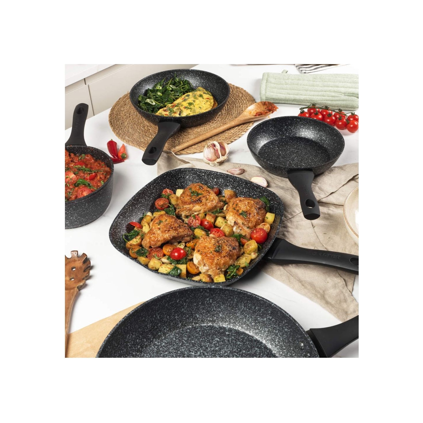 Salter BW06235S1BRMFOB Megastone 3-Piece Frying Pan Set - 20/24/28cm