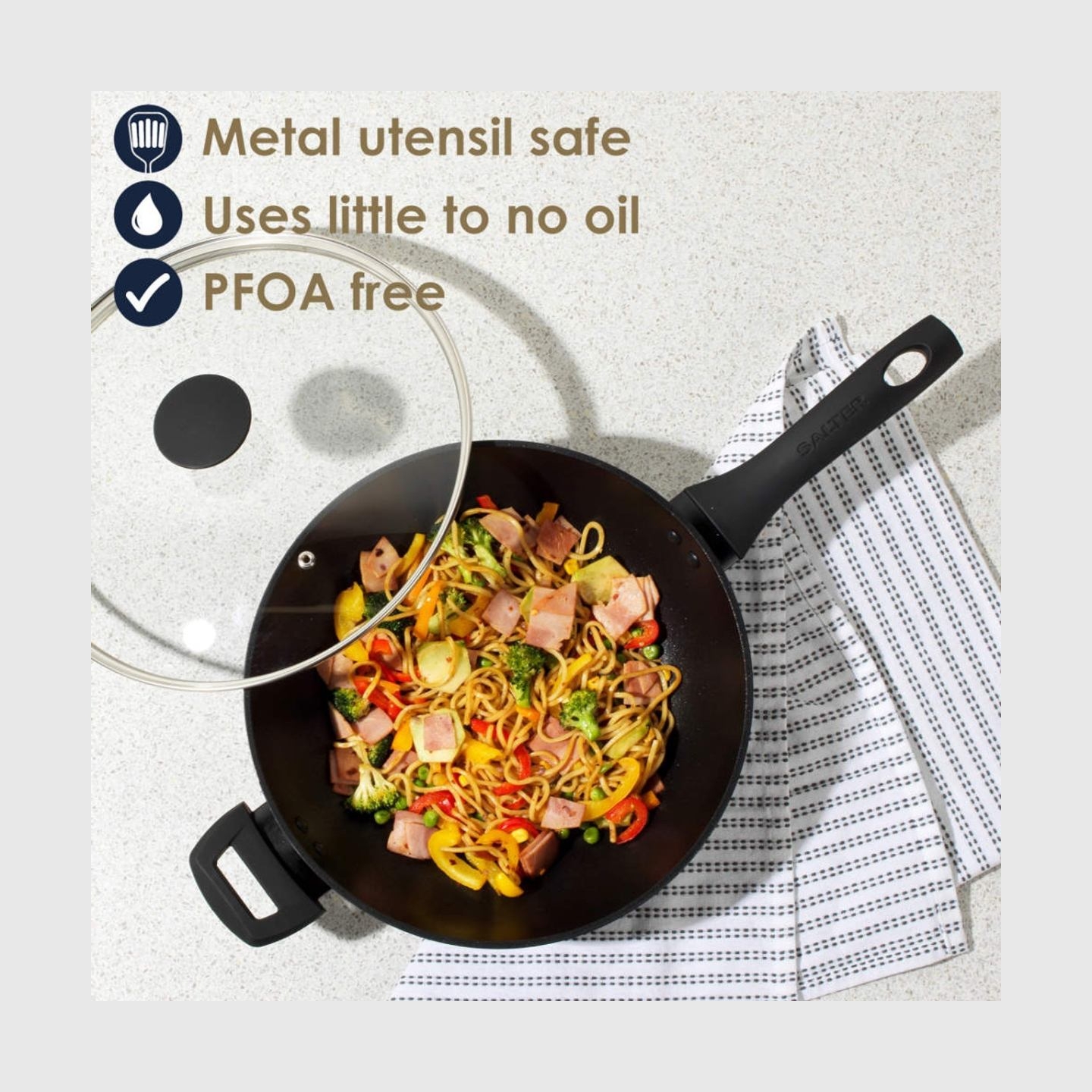 Salter BW09329AR Megastone Noir 28cm Wok