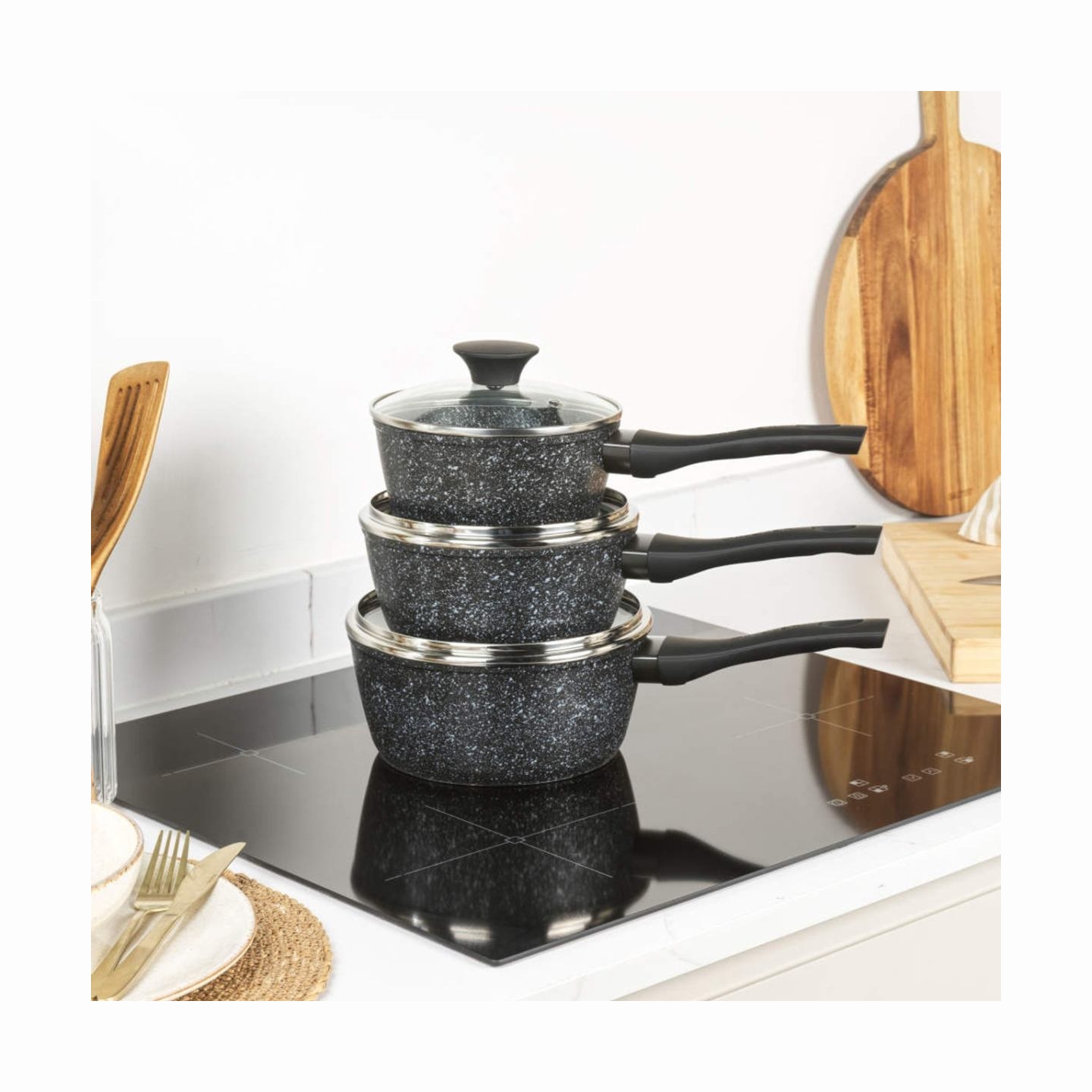 Salter BW11460BRMFO Megastone Thermo Collar 3-Piece Saucepan Set - 16/18/20cm
