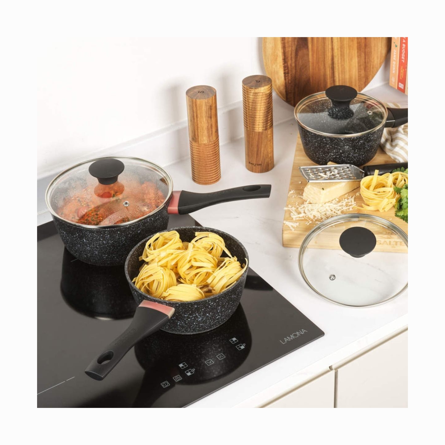 Salter BW11460BRMFO Megastone Thermo Collar 3-Piece Saucepan Set - 16/18/20cm