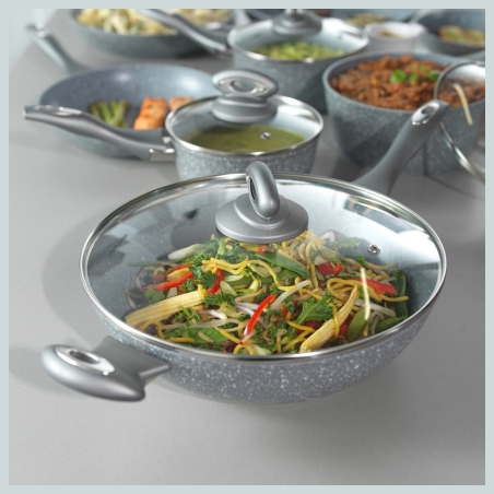 Salter BW02772G2MOR Marblestone Wok 28 cm, Grey
