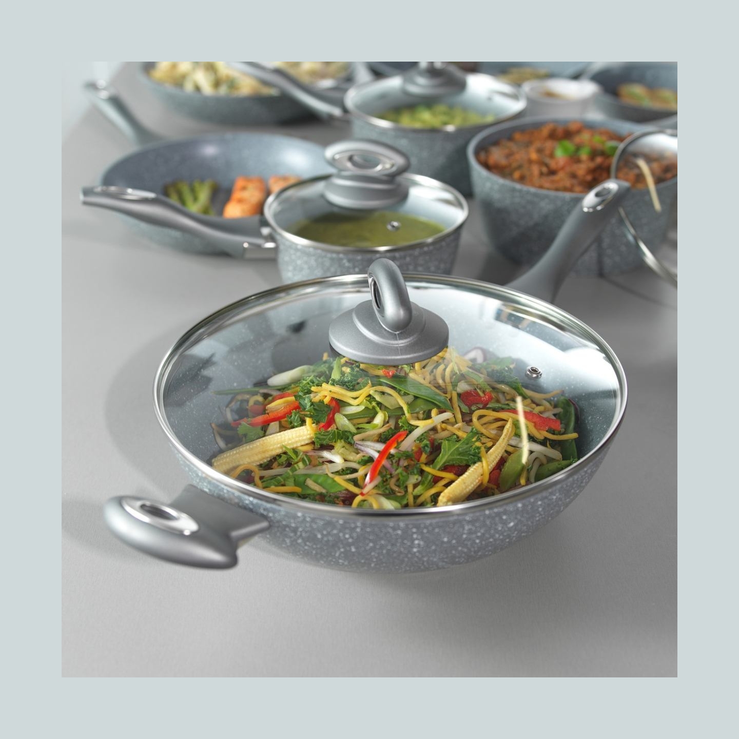 Salter BW02772G2MOR Marblestone Wok 28 cm, Grey