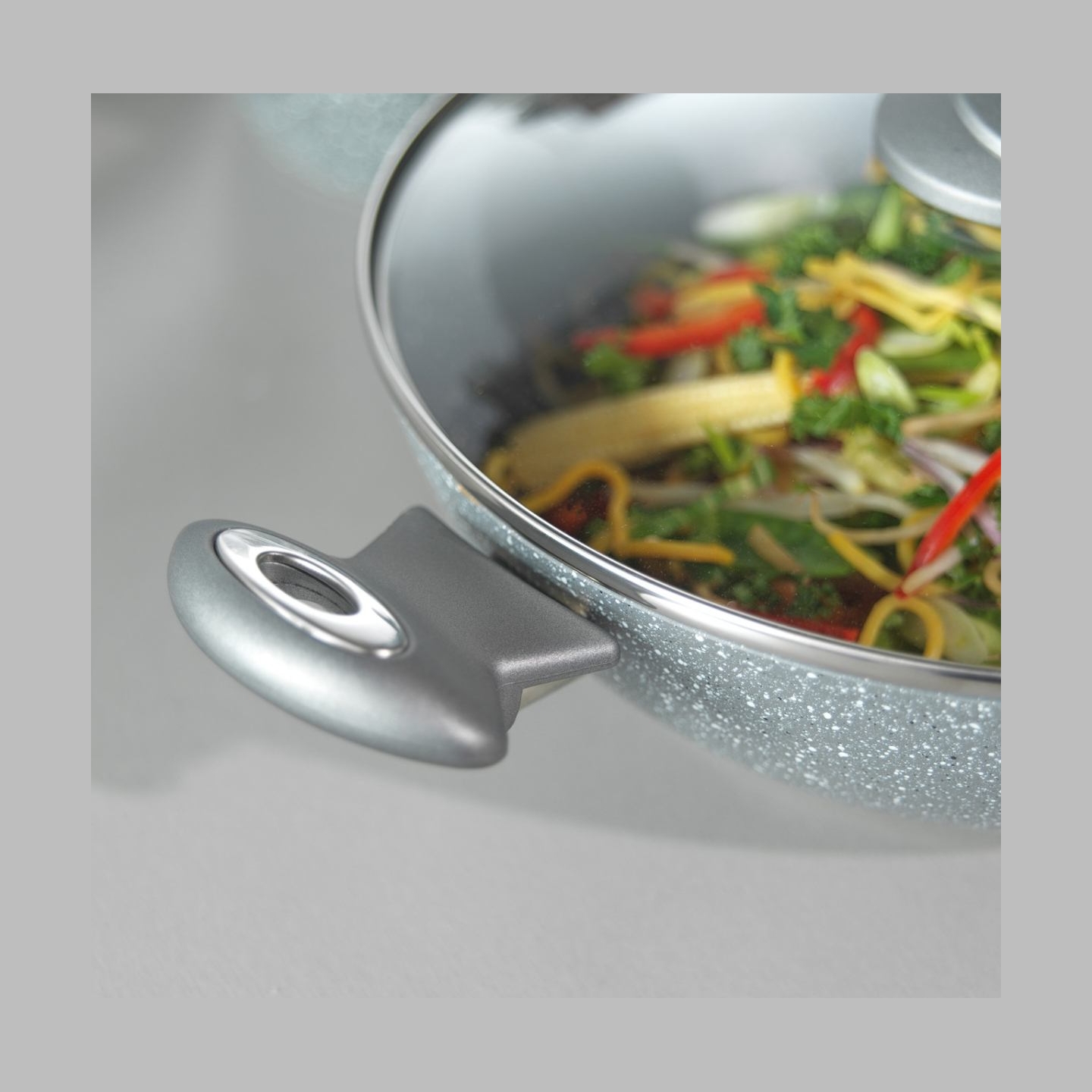 Salter BW02772G2MOR Marblestone Wok 28 cm, Grey