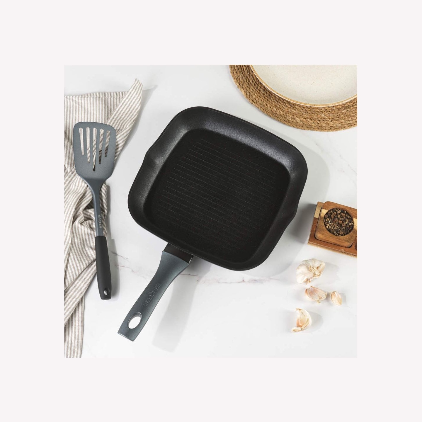 Salter BW13594DU Megastone Excellence 28cm Griddle Pan, Grey