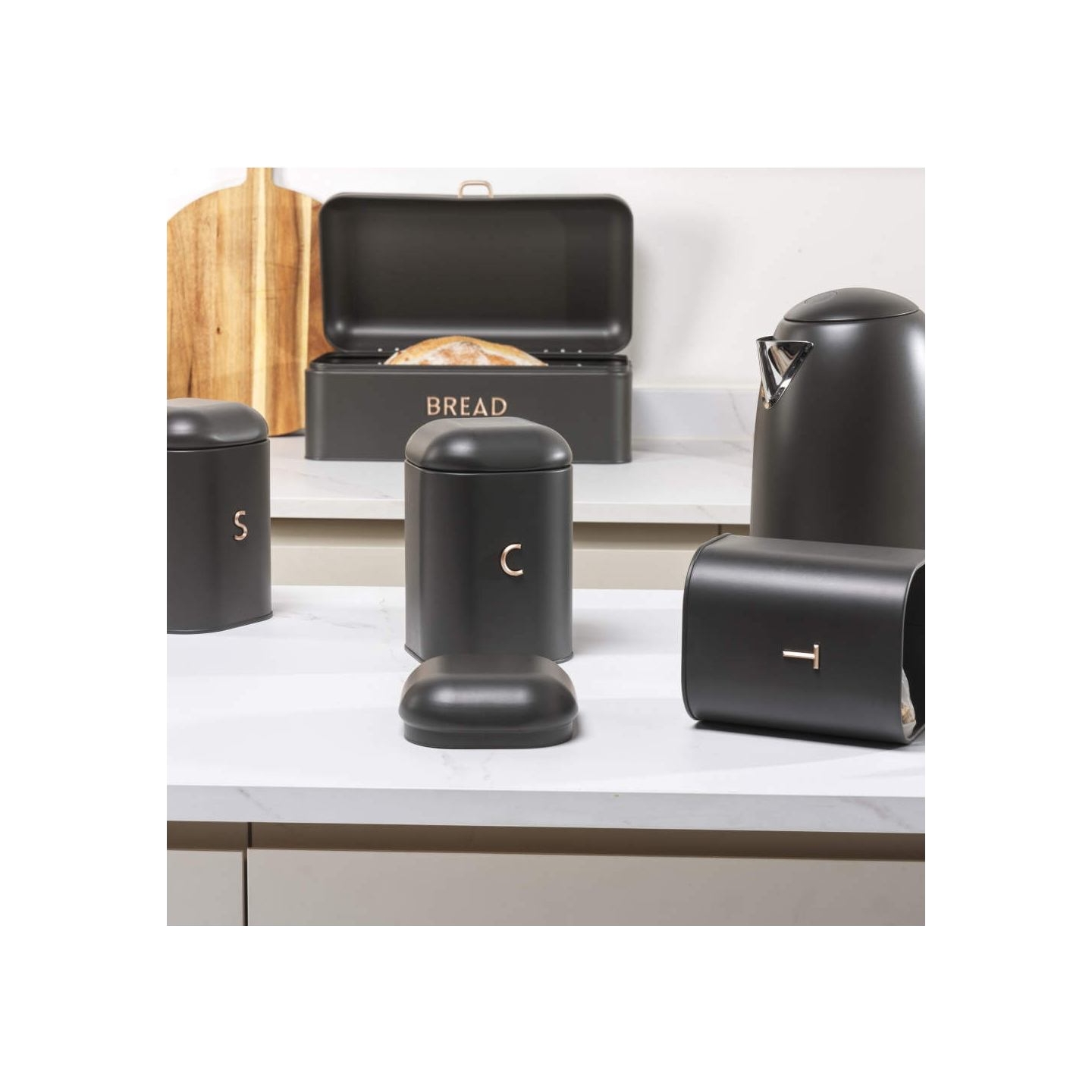 Salter BW13729EU7 Pebble 3-Piece Canister Set Charcoal