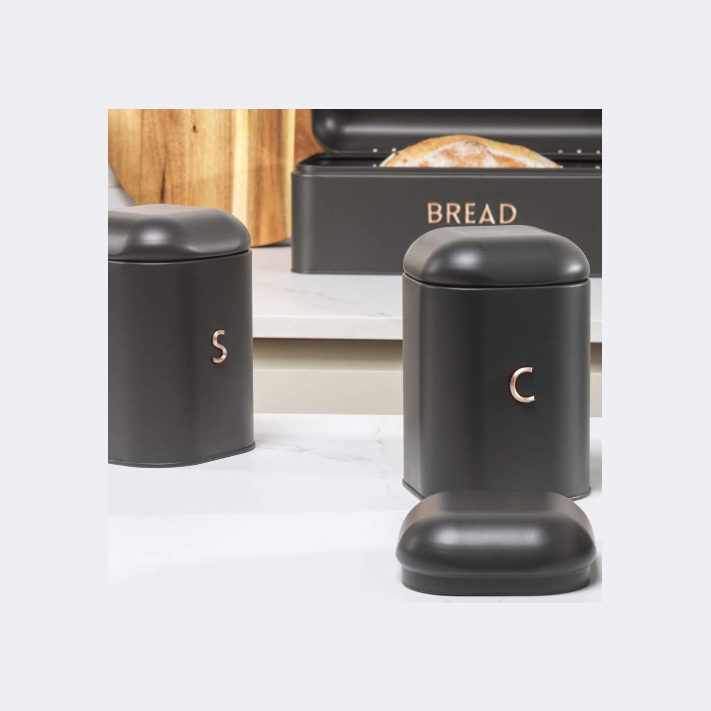 Salter BW13729EU7 Pebble 3-Piece Canister Set Charcoal
