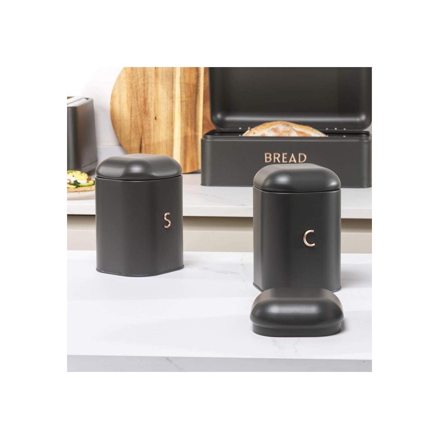 Salter BW13731EU7 Pebble 4-Piece Countertop Set Charcoal