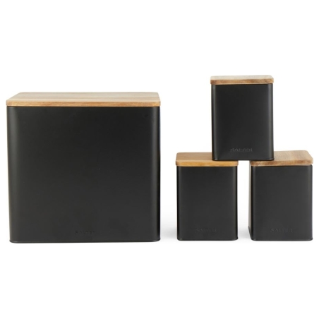 Salter BW129001EU7 Toronto 4-Piece Bread Bin & Canister Set - Black