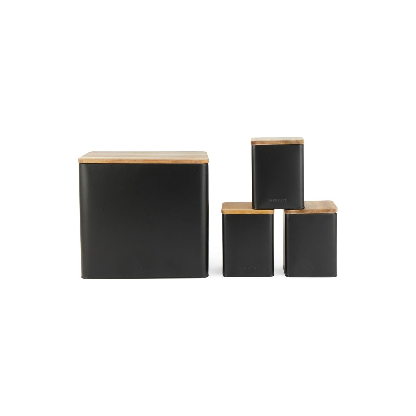 Salter BW129001EU7 Toronto 4-Piece Bread Bin & Canister Set - Black