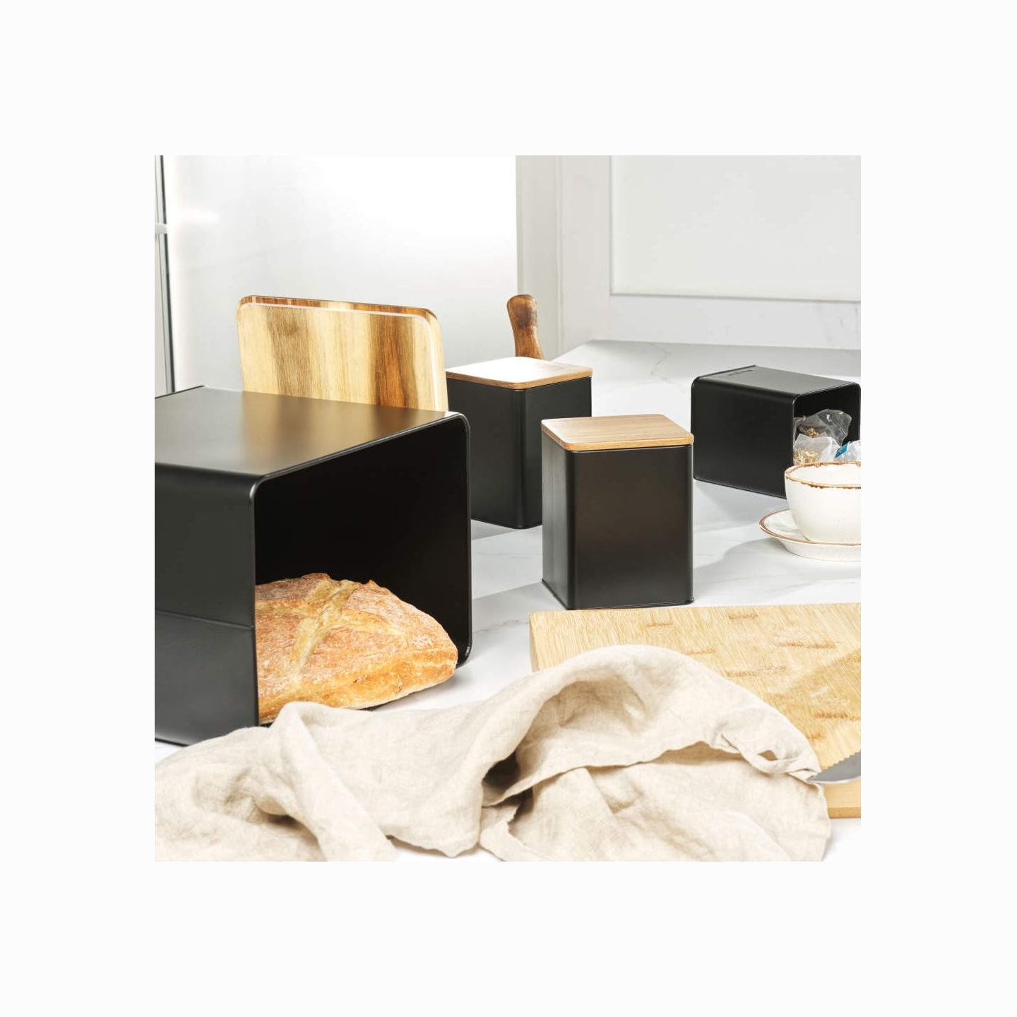 Salter BW129001EU7 Toronto 4-Piece Bread Bin & Canister Set - Black