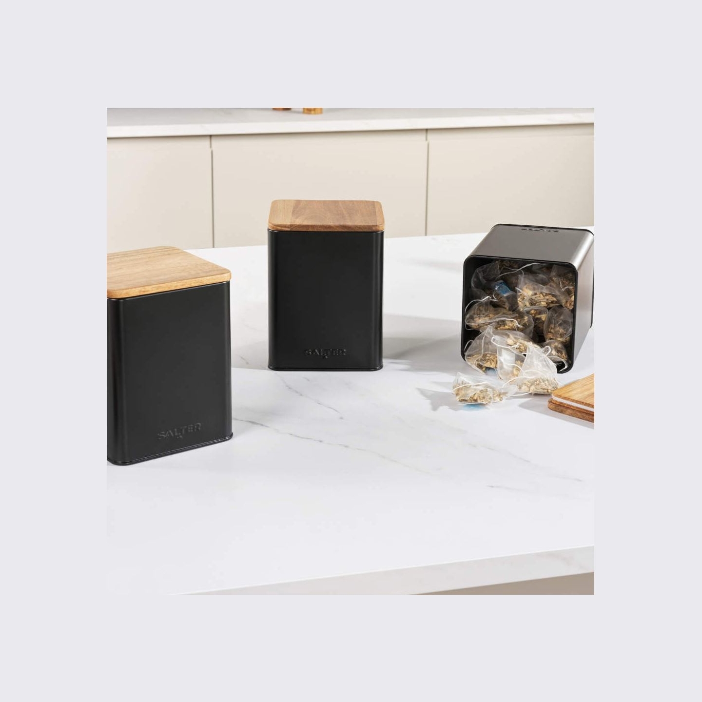 Salter BW129001EU7 Toronto 4-Piece Bread Bin & Canister Set - Black