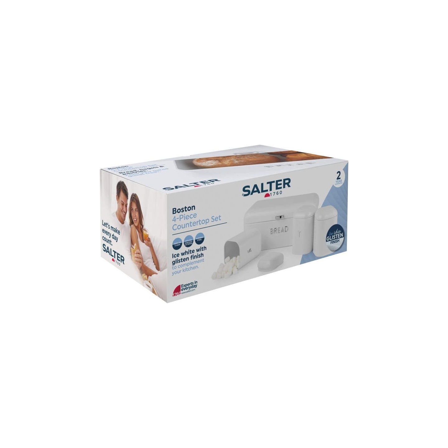 Salter BW14045EU7  Boston 4-Piece Countertop Set, Ice White