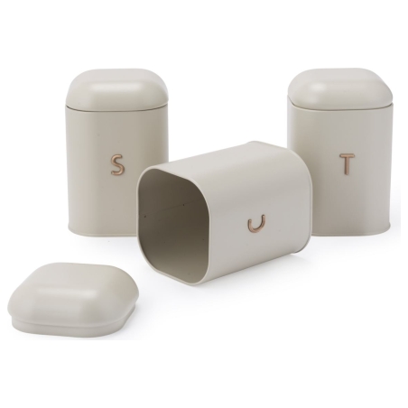 Salter BW13729OEU7 Pebble 3 Piece Canister Set Stone, Beige