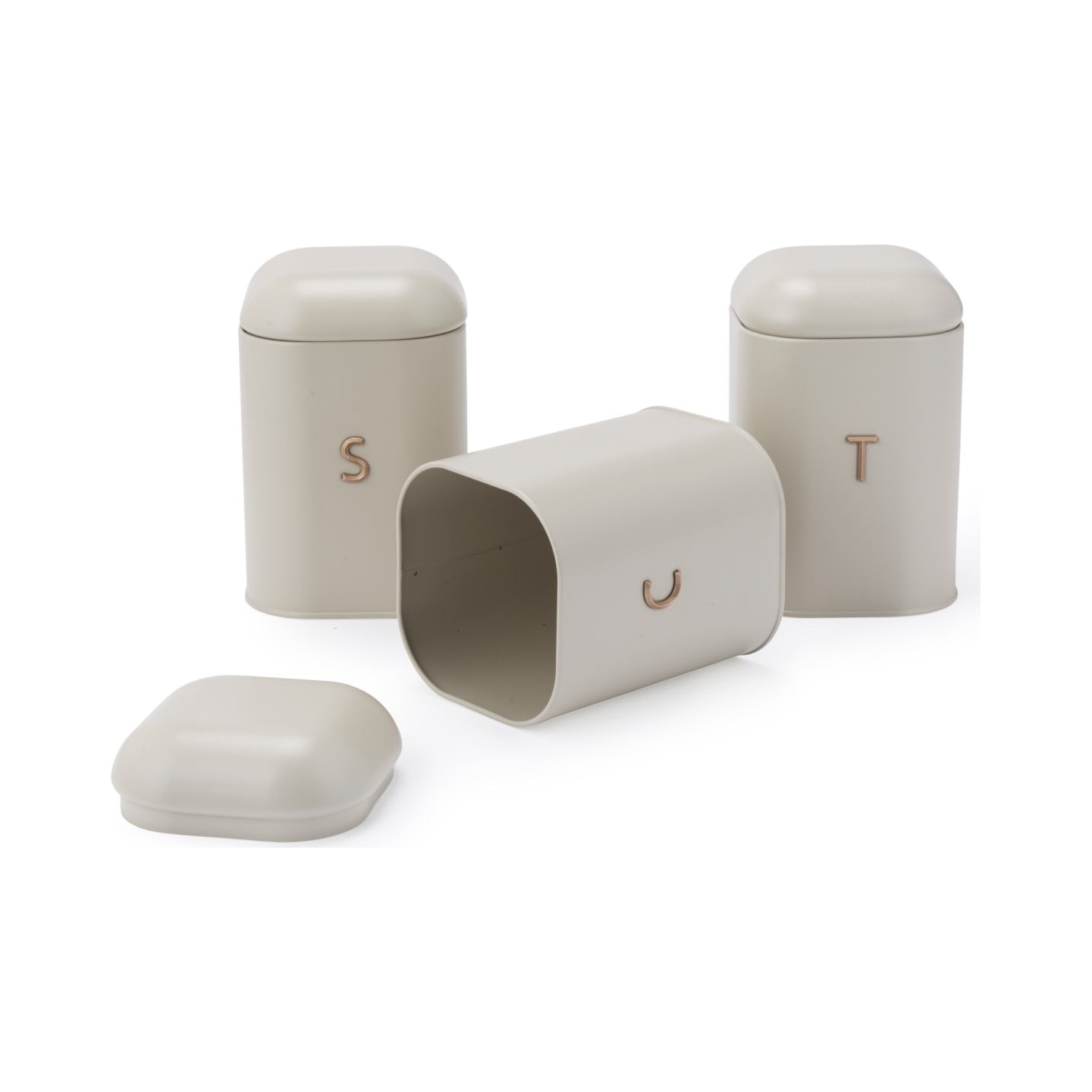 Salter BW13729OEU7 Pebble 3 Piece Canister Set Stone, Beige