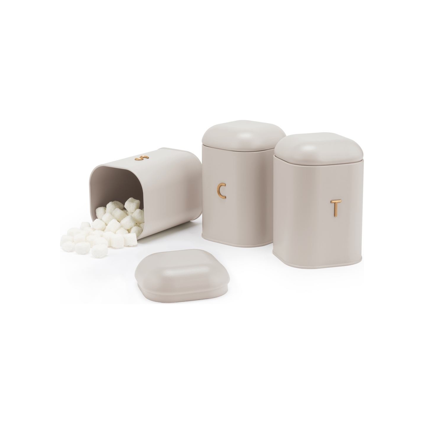 Salter BW13729OEU7 Pebble 3 Piece Canister Set Stone, Beige