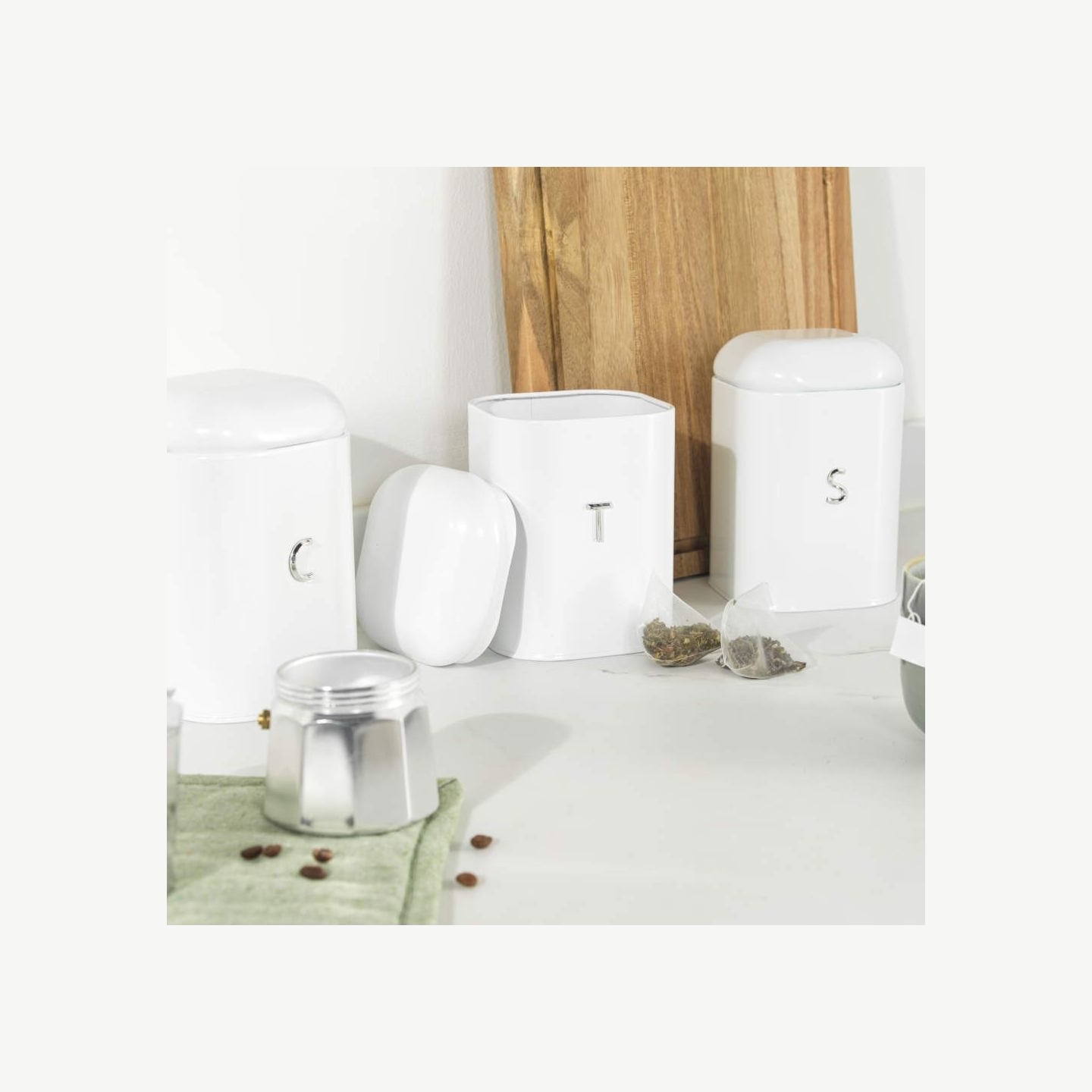 Salter BW14043EU7 Boston 3-Piece Canister Set, White