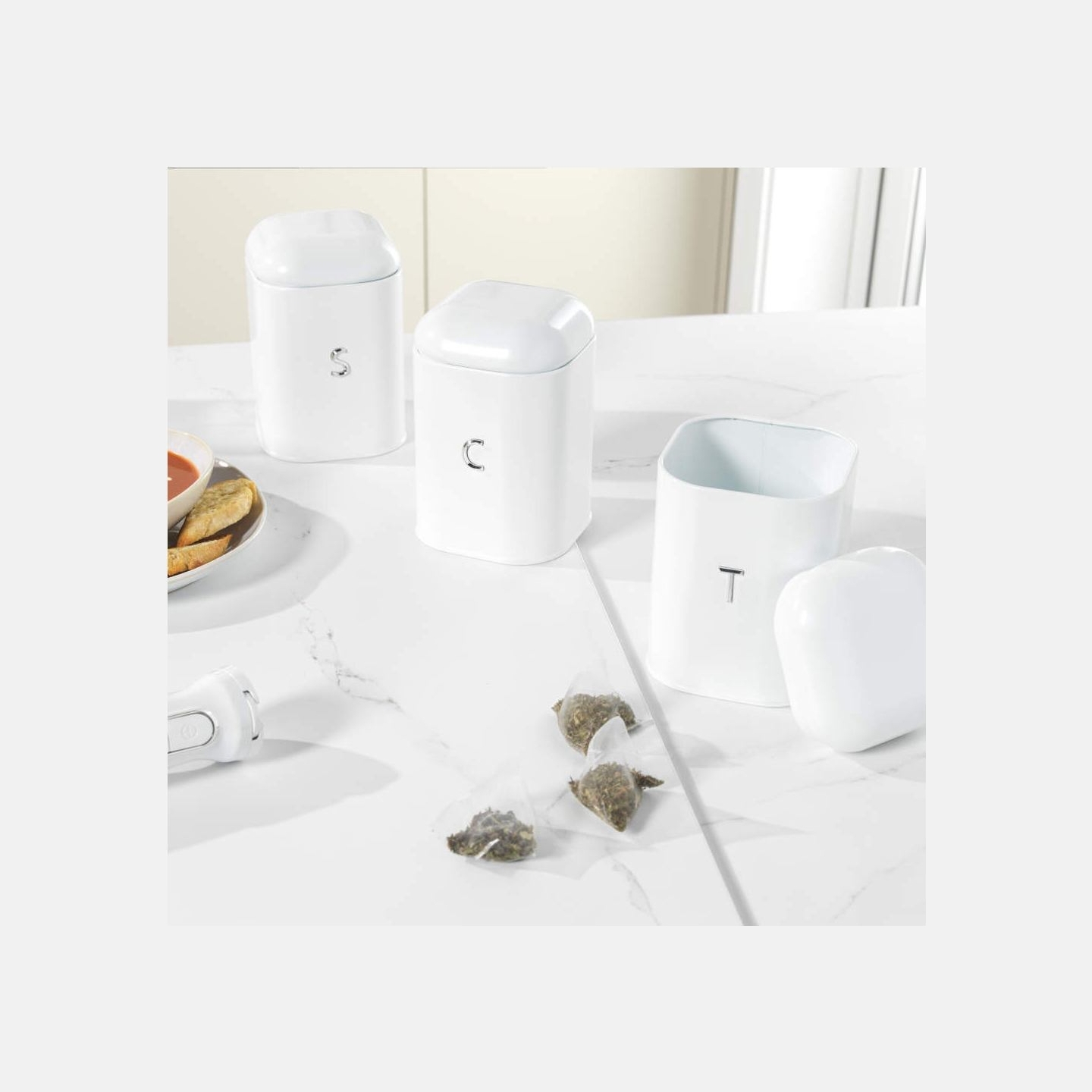 Salter BW14043EU7 Boston 3-Piece Canister Set, White
