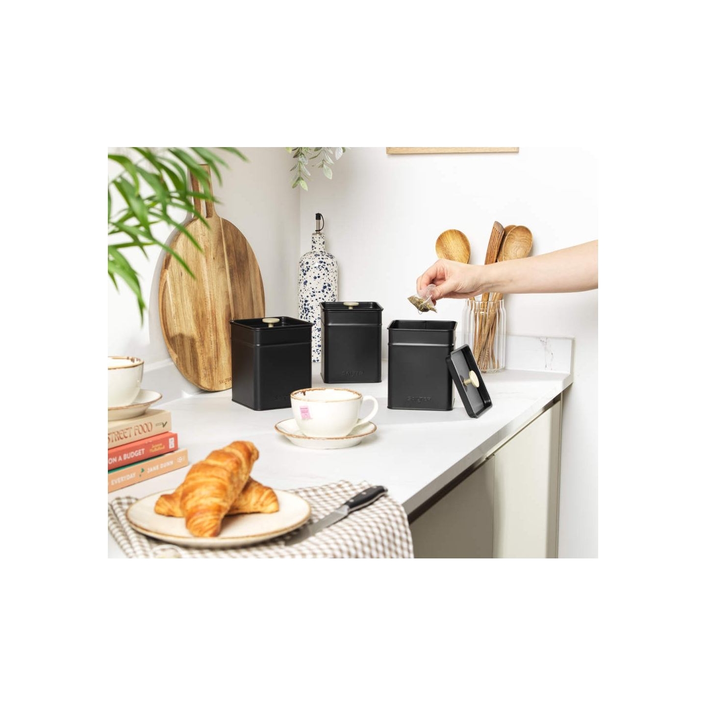 Salter BW14370 Alchemy 3-Piece Canister Set, Black