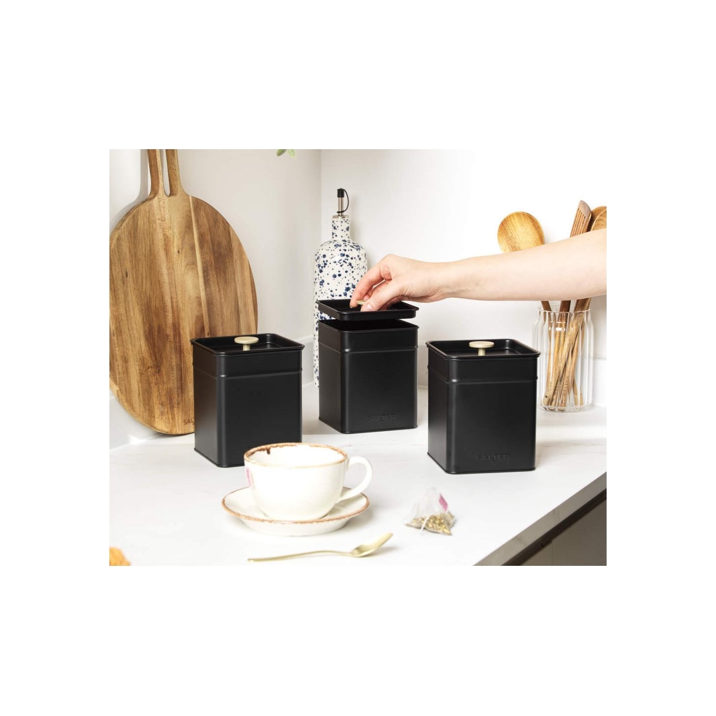 Salter BW14370 Alchemy 3-Piece Canister Set, Black