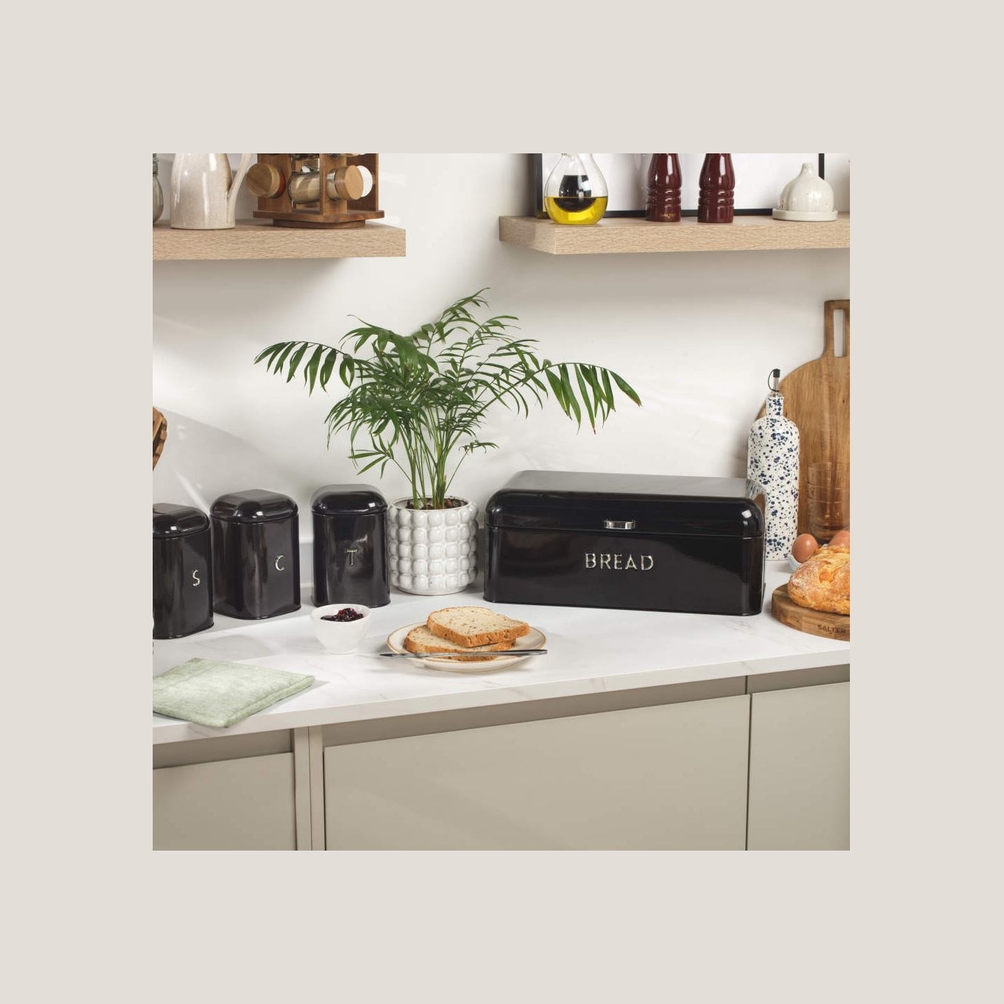Salter BW14045B Boston 4-Piece Countertop Set, Black