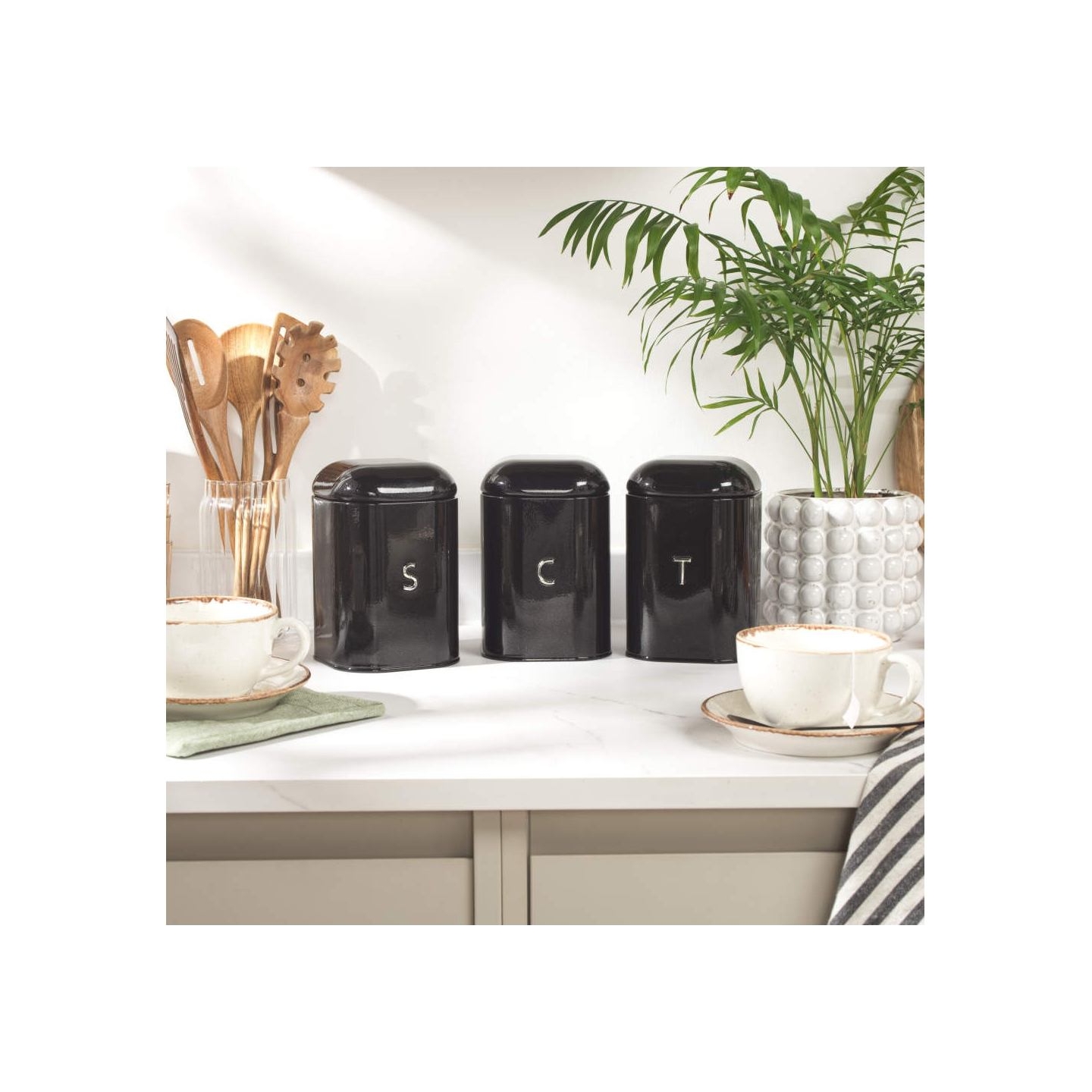 Salter BW14045B Boston 4-Piece Countertop Set, Black
