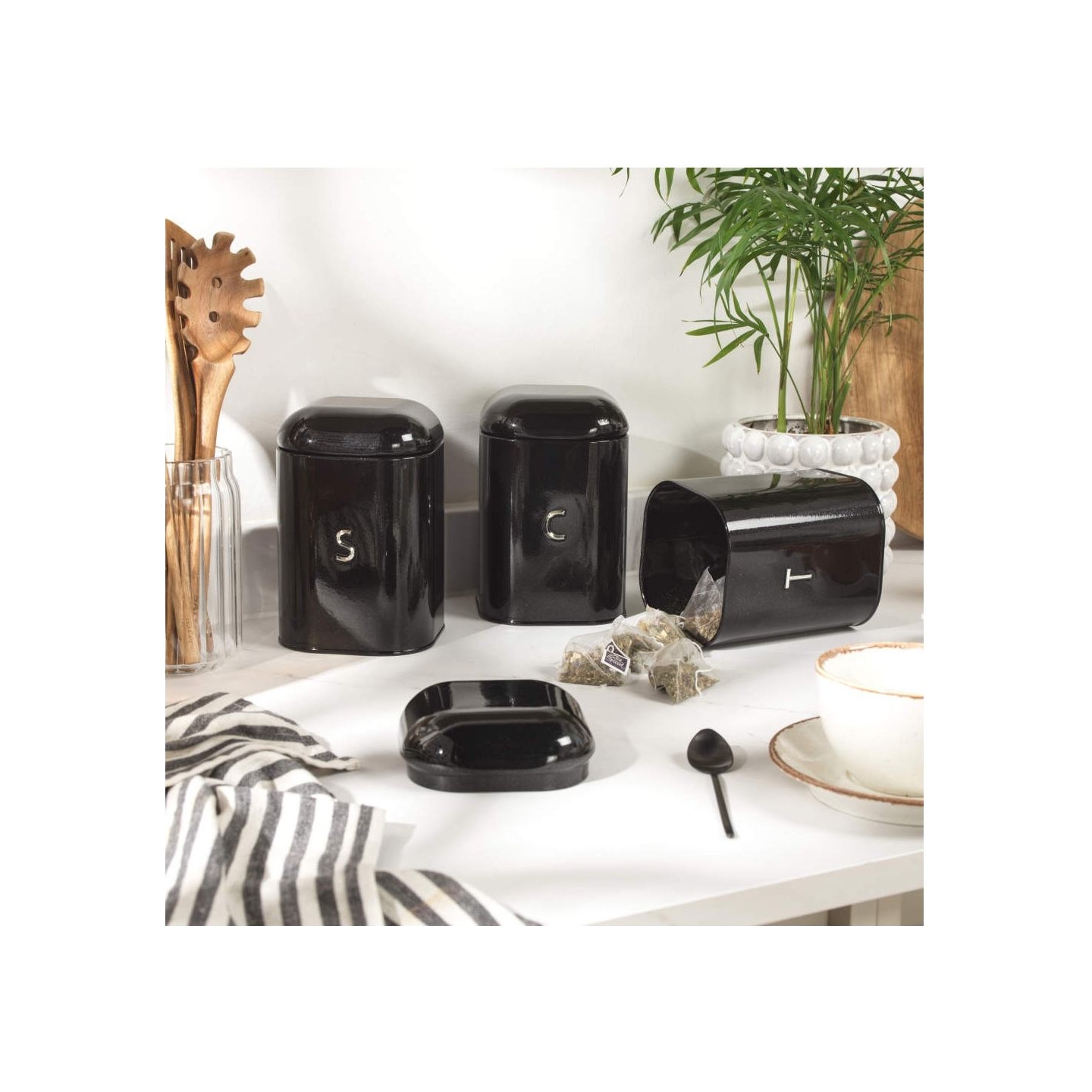Salter BW14045B Boston 4-Piece Countertop Set, Black