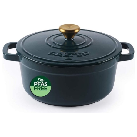 Salter BW13771GR Chester 3.4L Cast Iron Casserole Pot 24 cm, Green