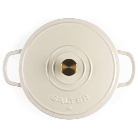 Salter BW13772C Chester 2.8L Shallow Cast Iron Casserole Pot 30 cm, Cream