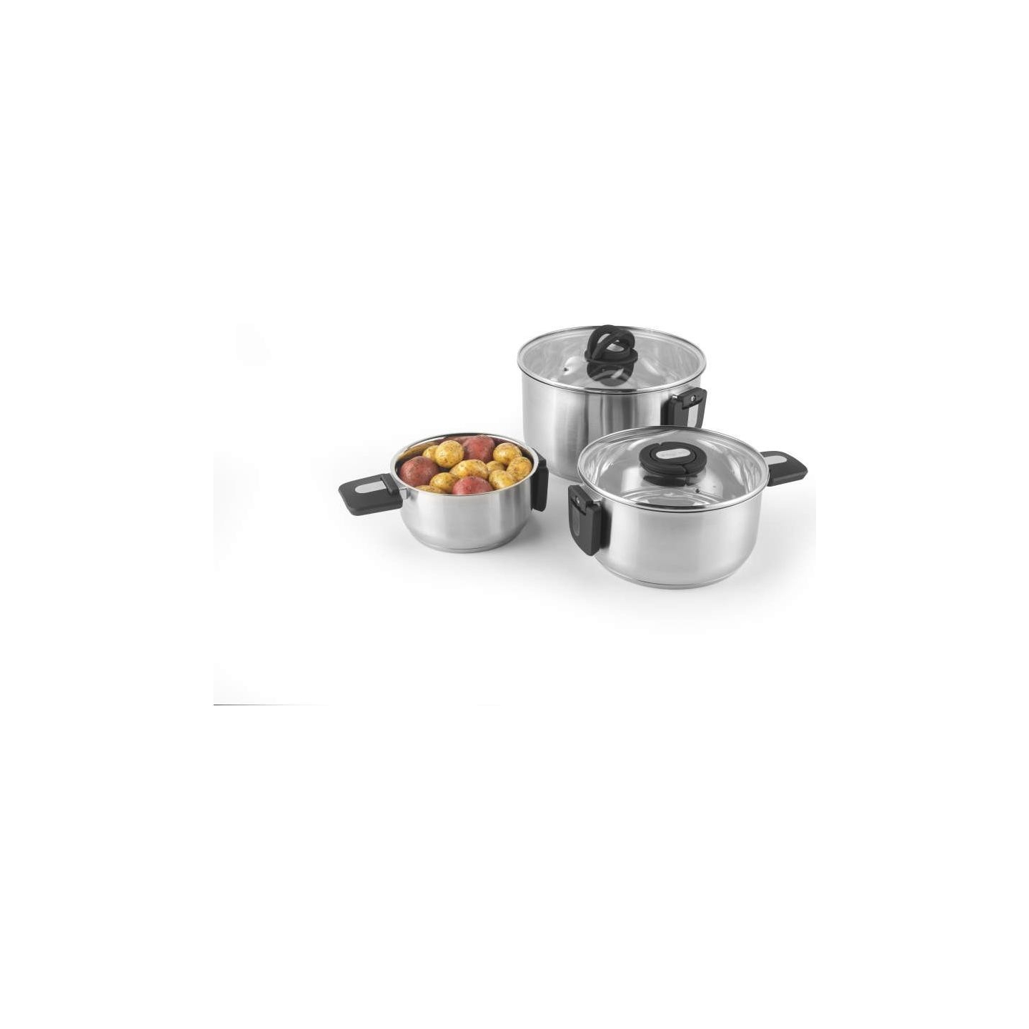 Salter BW14354 Stack-In Stainless Steel 3 Piece (16/22/24 cm) Stockpot Set