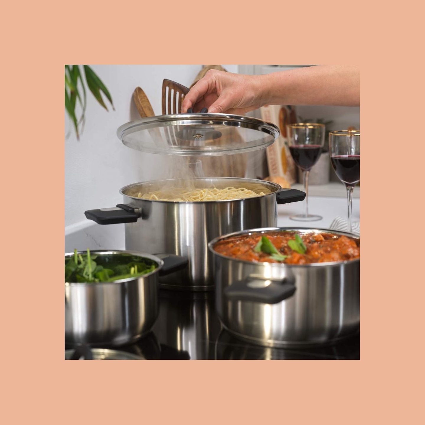 Salter BW14354 Stack-In Stainless Steel 3 Piece (16/22/24 cm) Stockpot Set