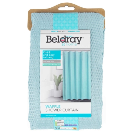 Beldray LA035655FAS Waffle Design Shower Curtain - Blue