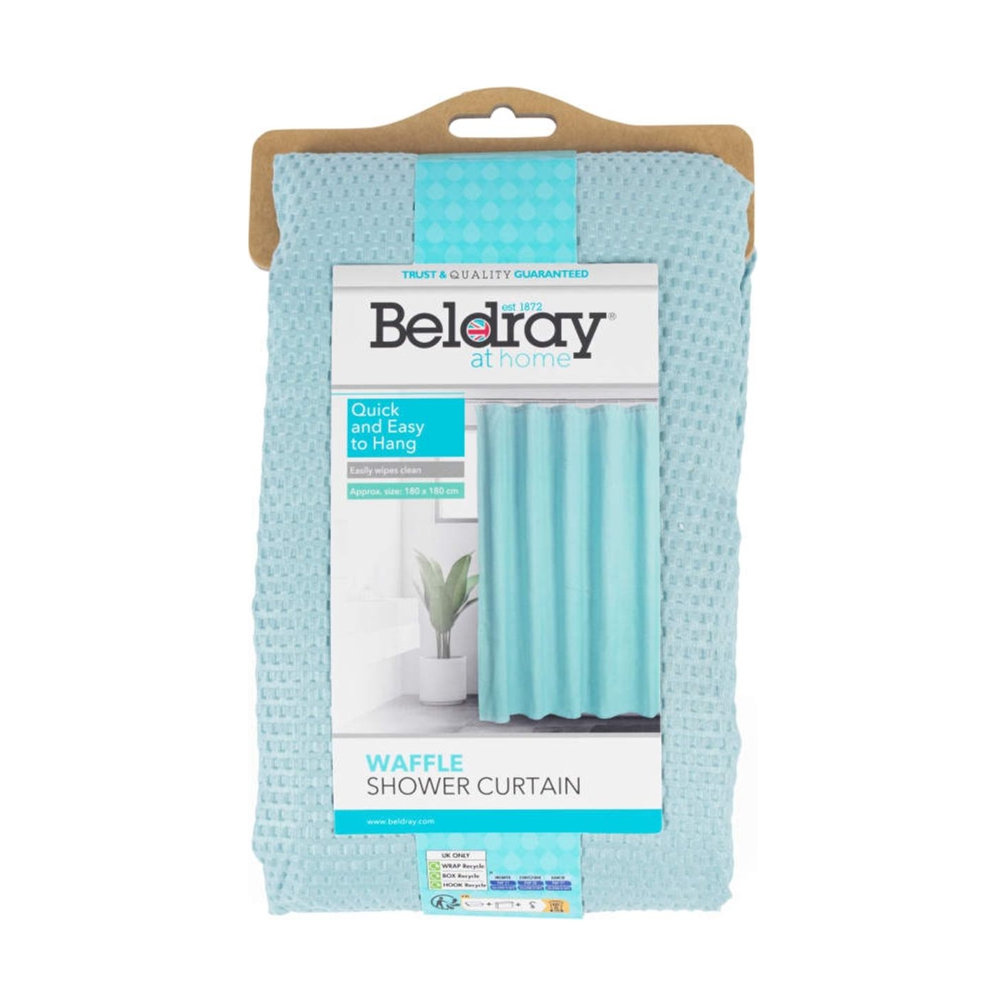 Beldray LA035655FAS Waffle Design Shower Curtain - Blue