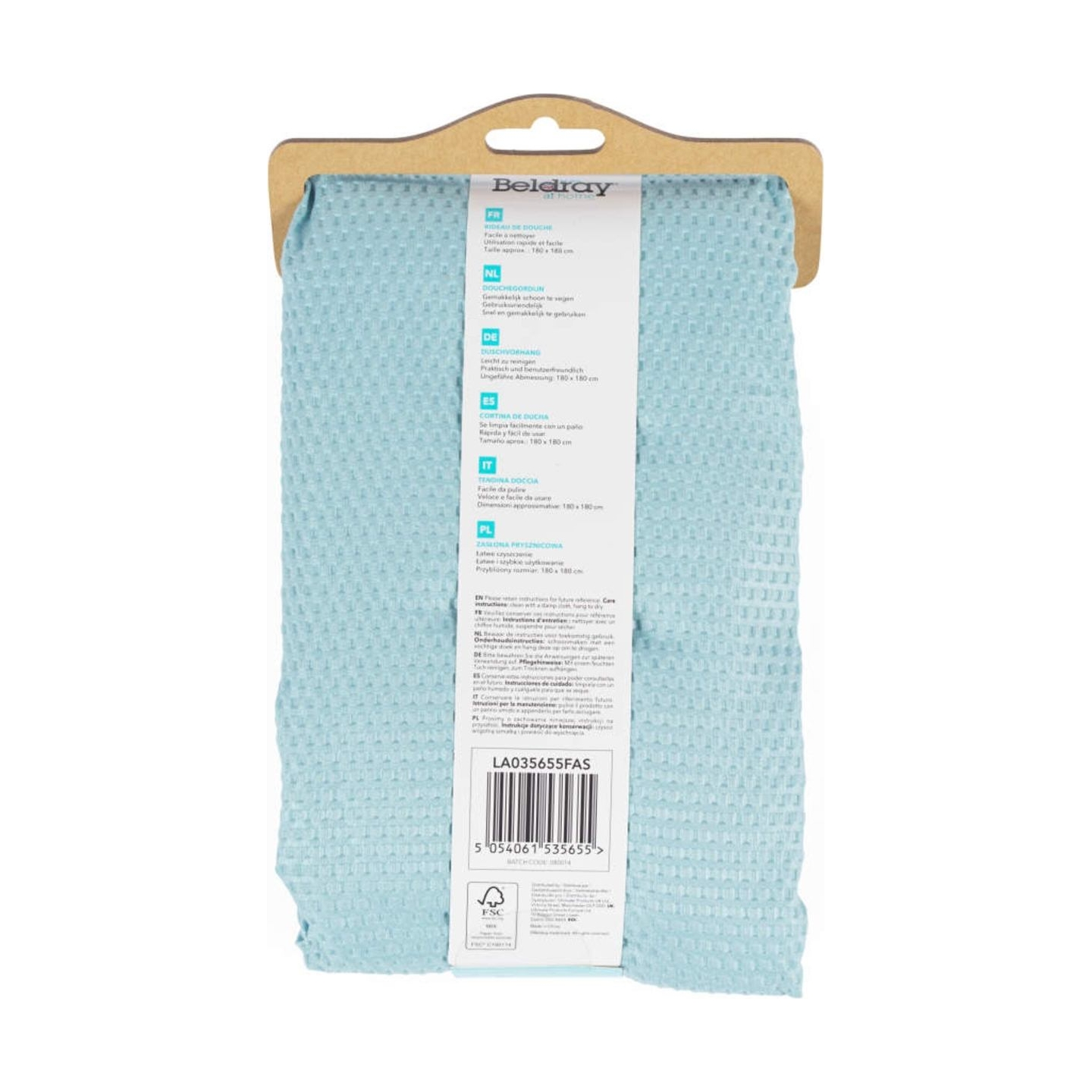 Beldray LA035655FAS Waffle Design Shower Curtain - Blue