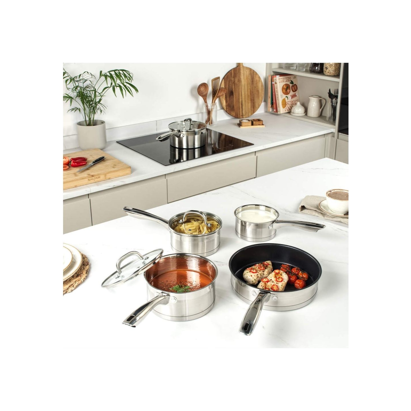 Salter BW06746EU7 Timeless Collection Stainless Steel 5 Piece Pan Set