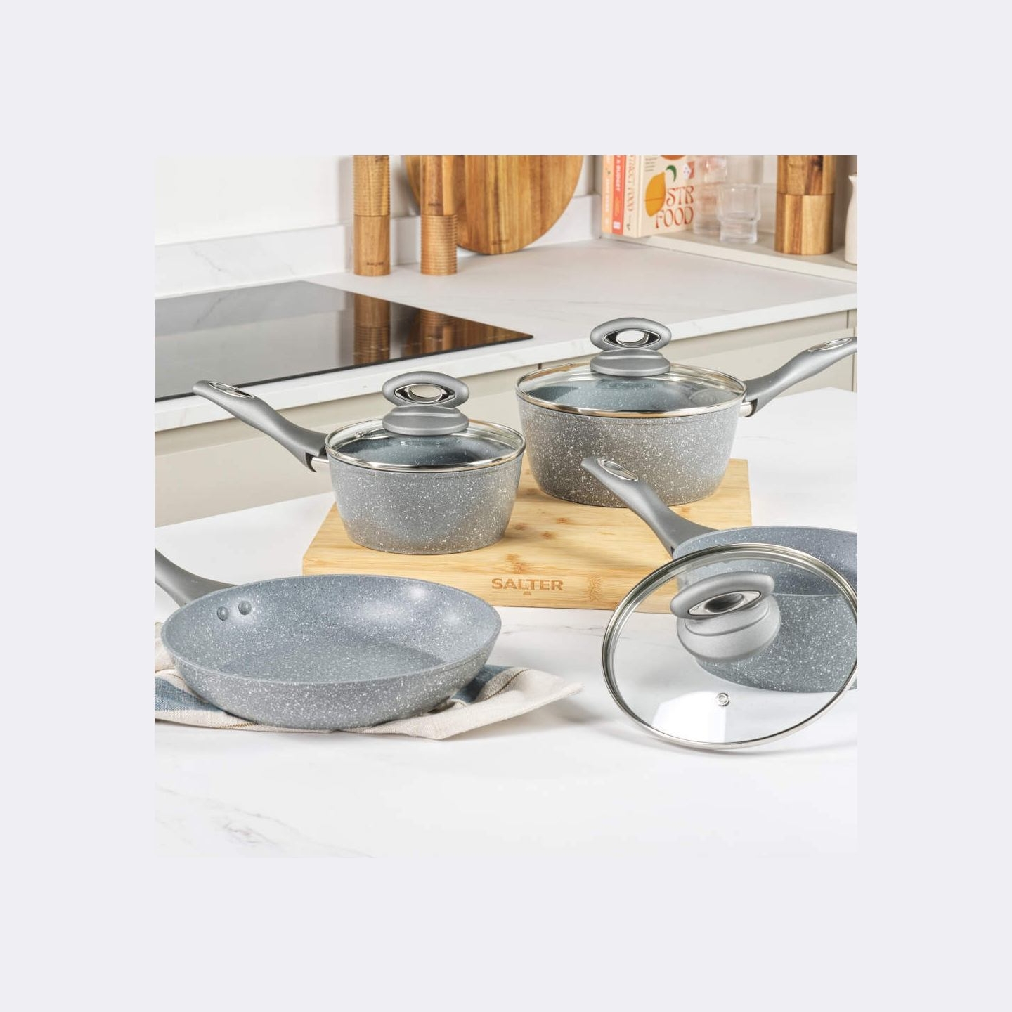 Salter BW04151G1EU7 Timeless Collection Stainless Steel 5 Piece Pan Set