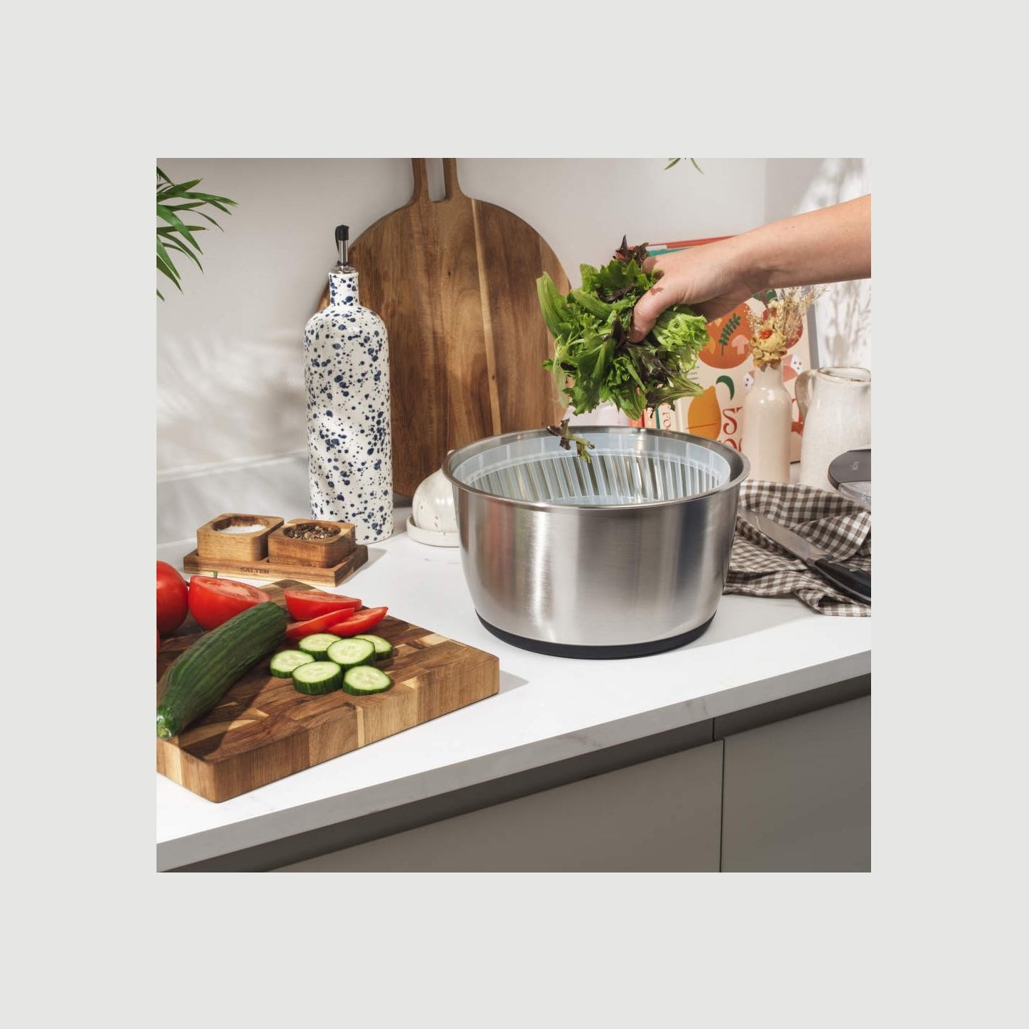Salter BW14097 Salad Spinner 6L, Silver