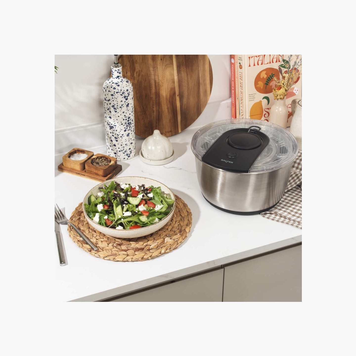Salter BW14097 Salad Spinner 6L, Silver