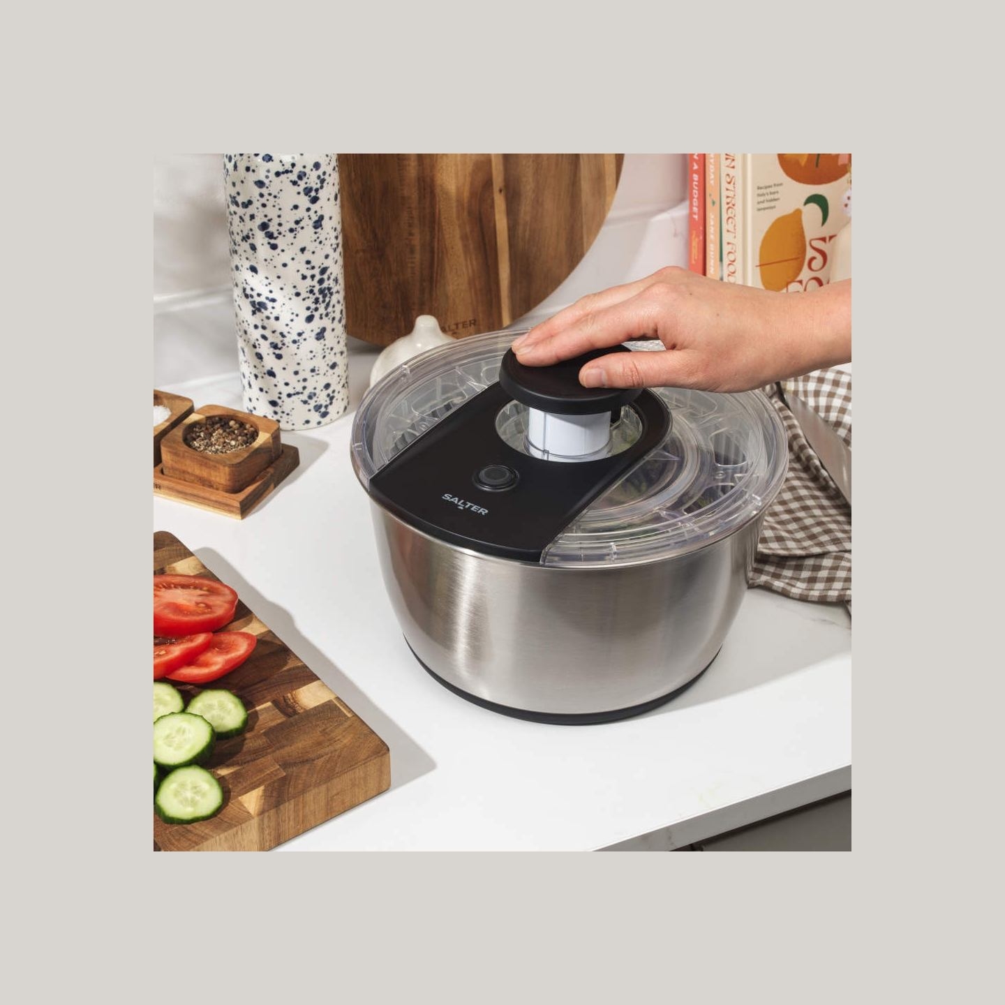 Salter BW14097 Salad Spinner 6L, Silver