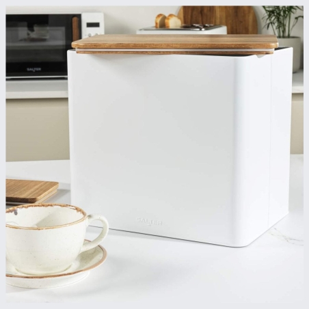 Salter BW128991W Toronto Bread Bin, White/Wooden