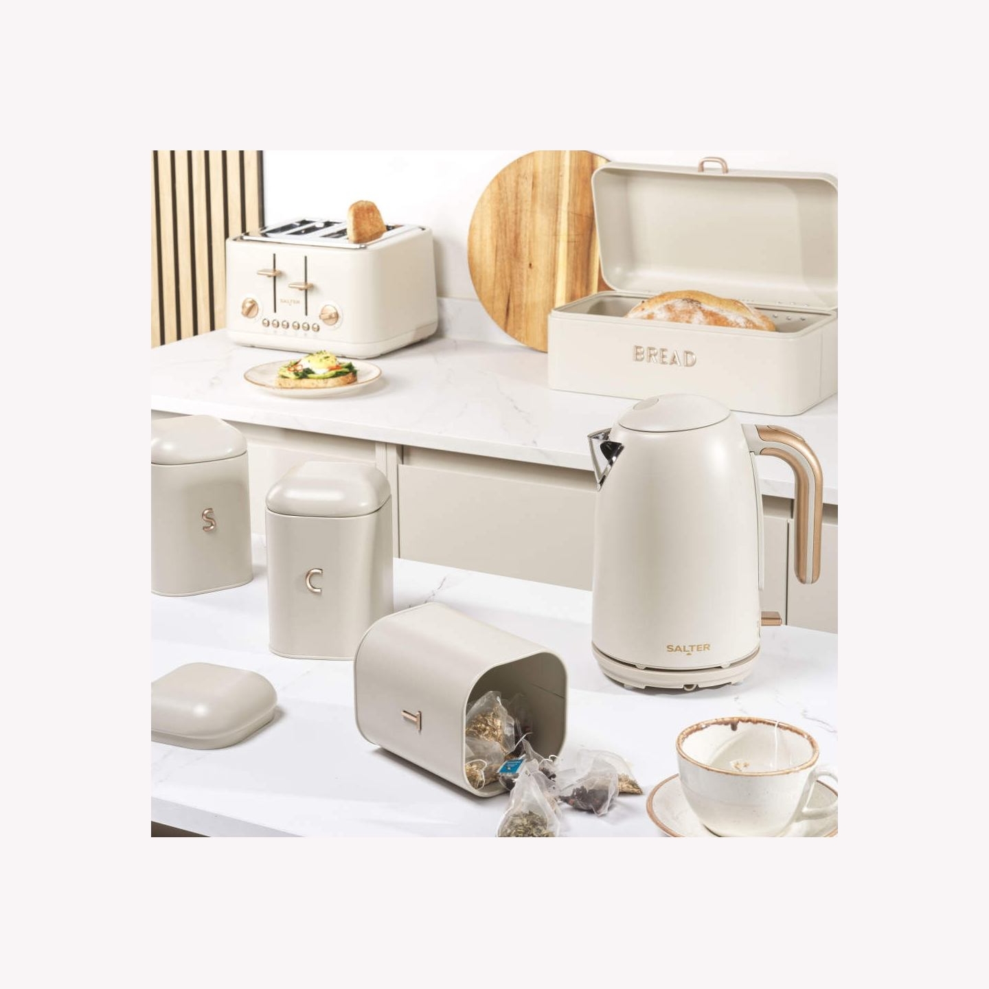 Salter BW13730OEU7 Pebble Bread Bin, Beige