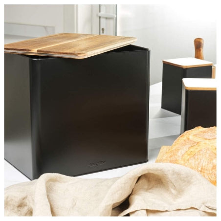 Salter BW128991 Toronto Bread Bin, Black/Wooden