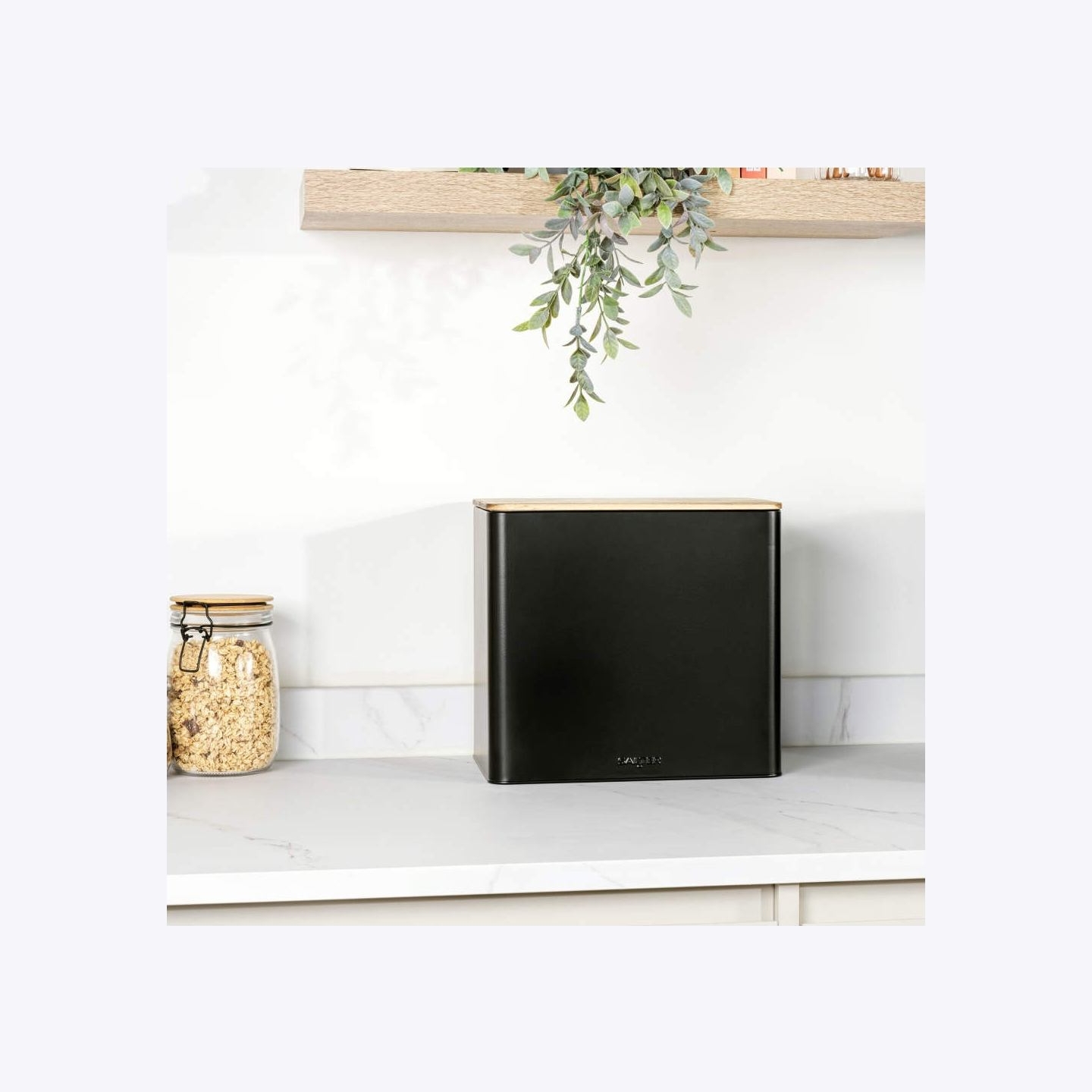 Salter BW128991 Toronto Bread Bin, Black/Wooden