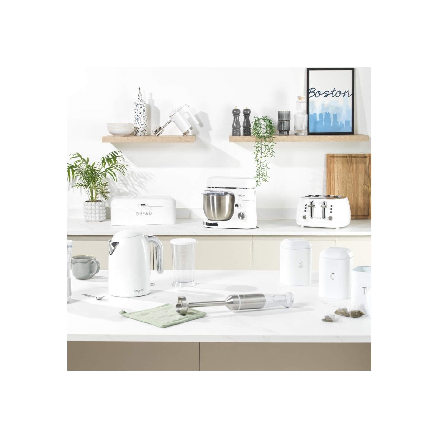 Salter BW14044EU7 Boston Bread Bin, Ice White