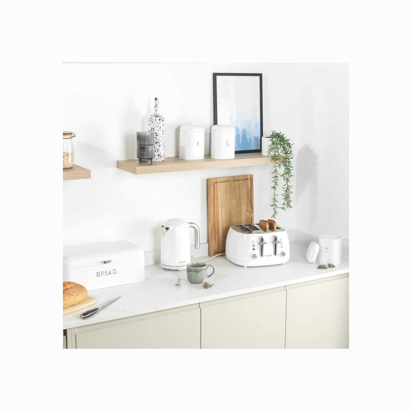 Salter BW14044EU7 Boston Bread Bin, Ice White